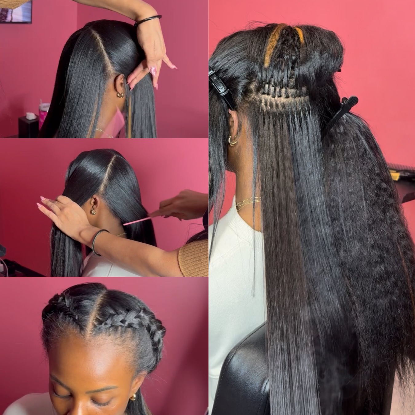 Traditional K-Tip — installation process collage showing braiding, sectioning, and bond placement